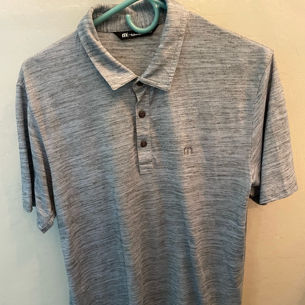 Travis Mathew Heather Gray Striped Polo